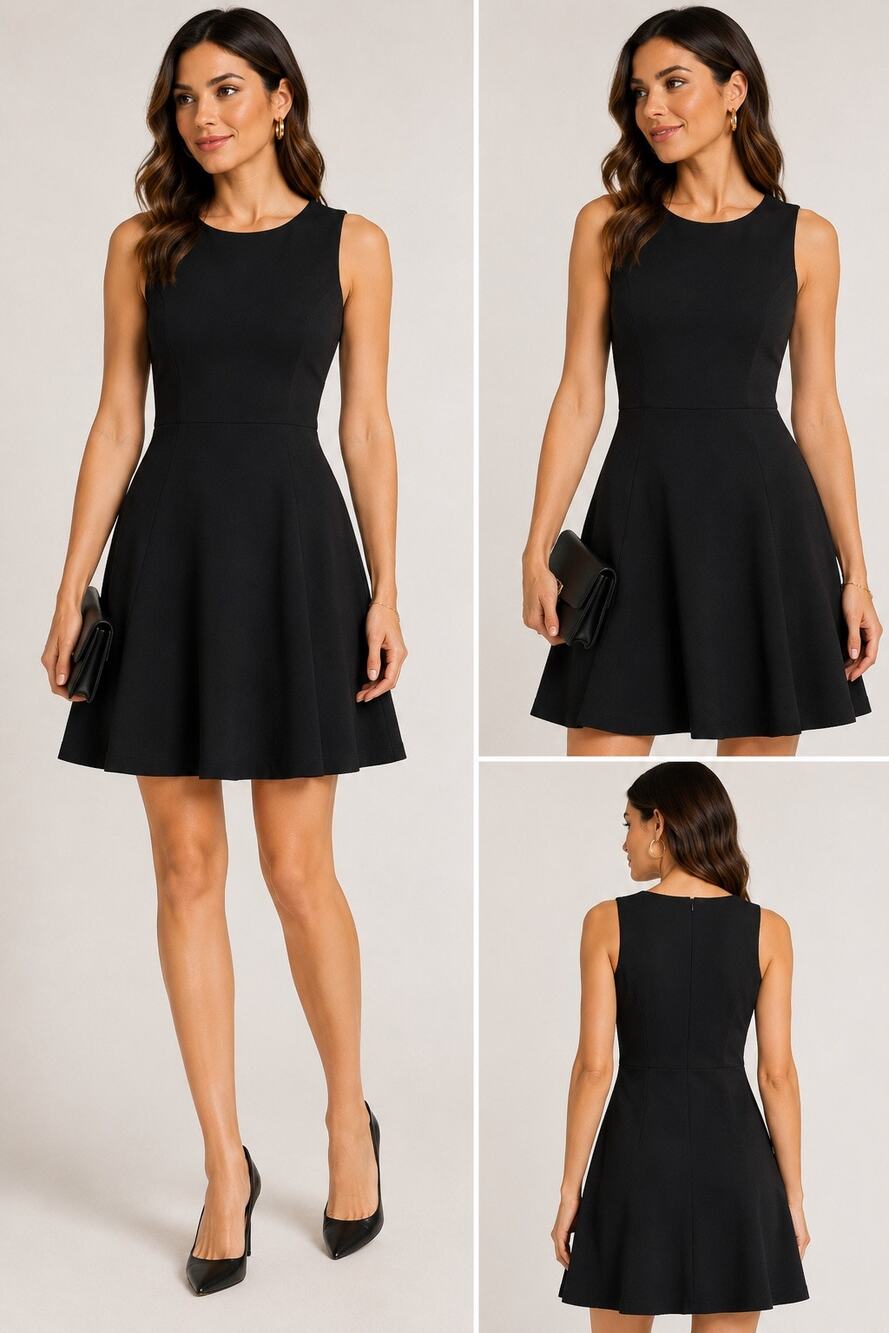 Ann Taylor Petites Black Fit and Flare Sleeveless Cocktail Dress SZ 6P